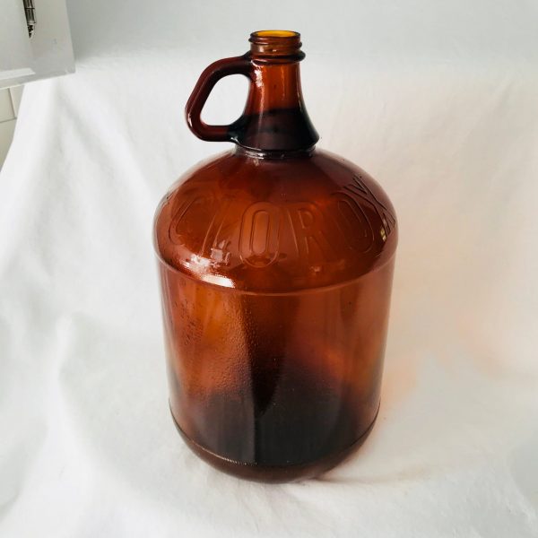Vintage Amber glass One Gallon Clorox Bottle Wine Making Pharmacy Laundry Drug store Jar display collectible