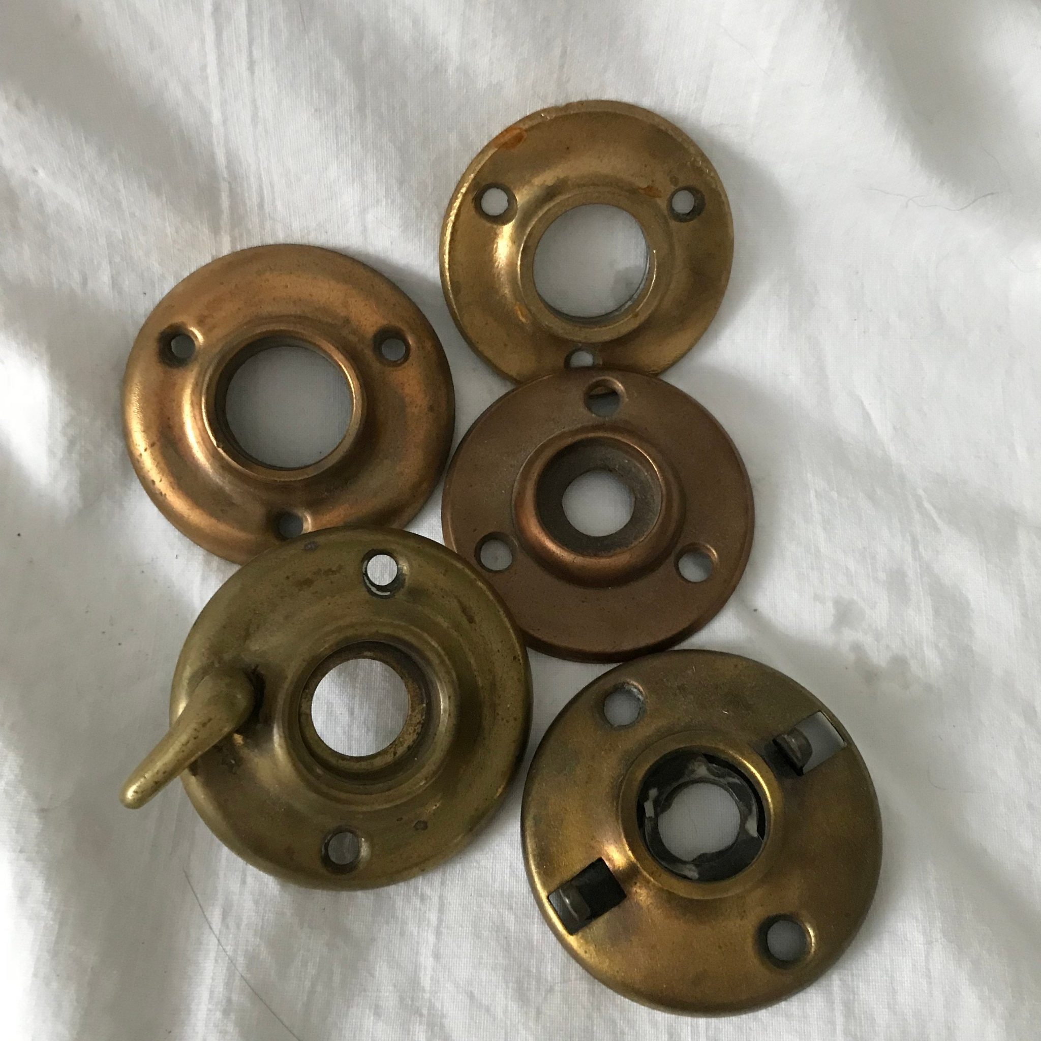 Vintage & Antique lot of Door escutcheons knobs trim brass copper steel ...