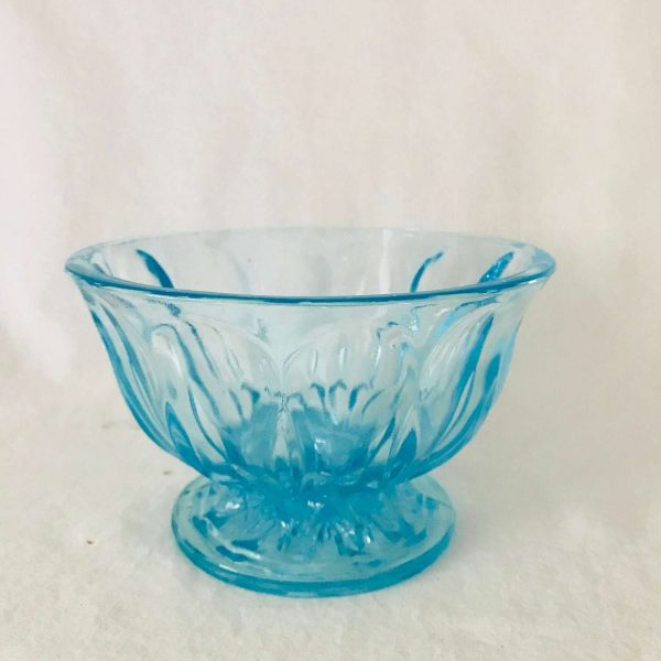 Vintage Aqua Blue pedestal bowl Compote collectible serving dining kitchen home decor farmhouse cottage shabby chic