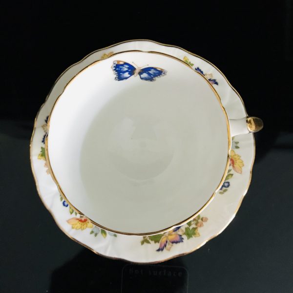 Vintage Aynsley Tea Cup and Saucer Butterfly Garden Fine porcelain England Collectible Display Farmhouse Cottage