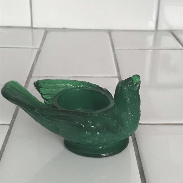 Vintage Bird figural open salt Green Slag glassDegenhart brand collectible farmhouse dining bridal shower display