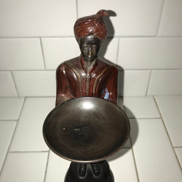 Vintage Bronze Figurine Change coin holder bowl middle eastern style clothing collectible display dresser