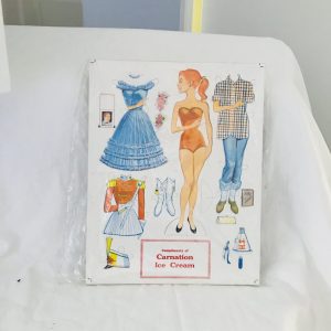 Vintage Carnation Ice Cream Paper Doll Gift with Purchase Cardboard Collectible Display Party Favors 8 Pack Advertising