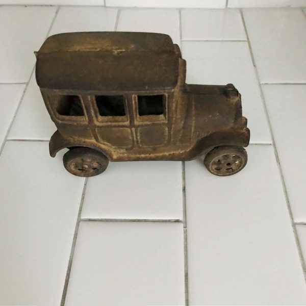 Vintage Cast Iron Car Toy Collectible metal with rotating cast iron tires display farmhouse man cave boy's room automobile