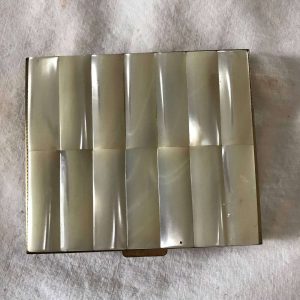 Vintage Compact Double sided Genuine Mother of Pearl brass Mirror collectible purse handbag display face powder