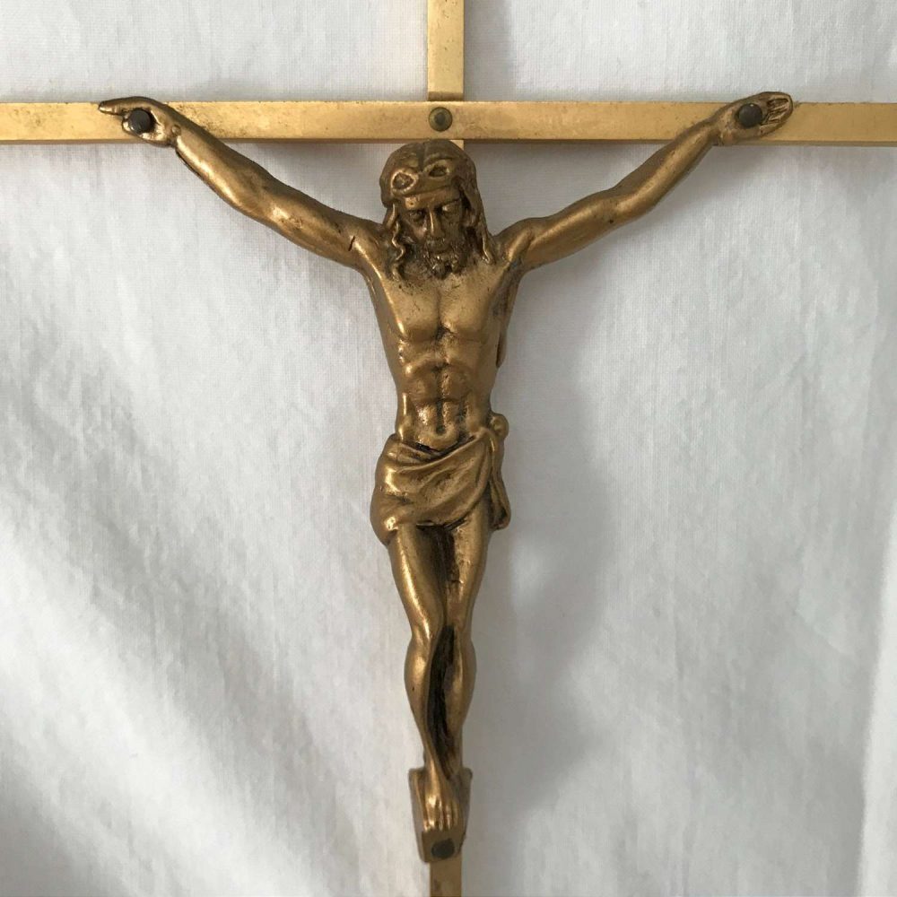 Vintage Crucifix Cross Wall Hanaging Gold Tone spirituality religious ...