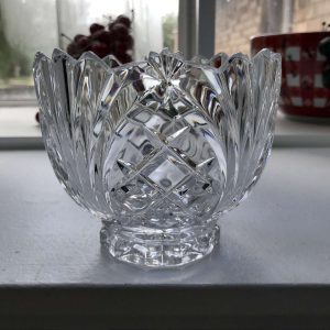 Vintage Crystal Bowl Large Pineapple pattern with scalloped rim collectible display center bowl fine crystal