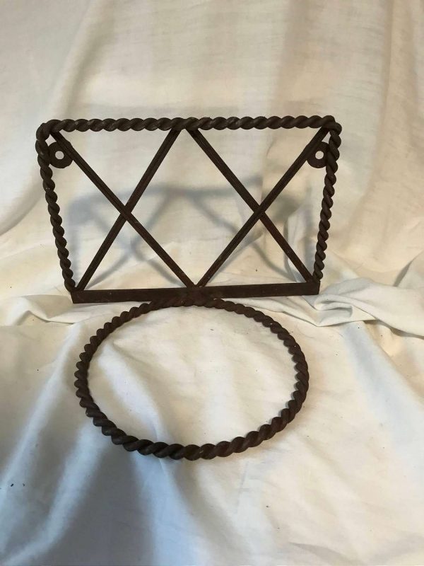 Vintage Fence or Wall Hanging outdoor plant holder rope pattern cast iron planter