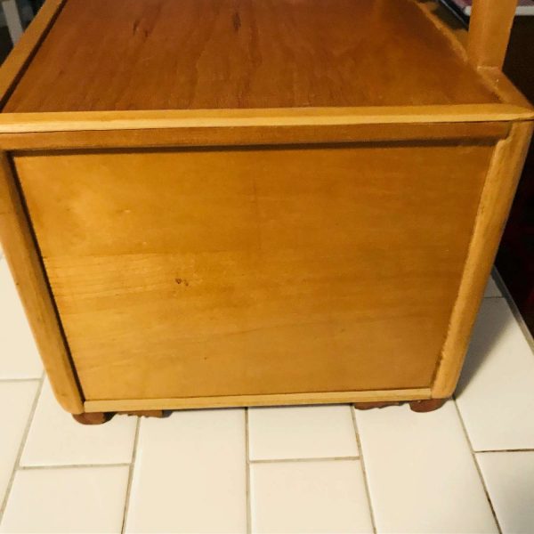 Vintage Folk art Dresser style Jewelry Box hand made light wood  Ornate swivel mirror or photo 7 drawer storage box trinkets collectibles
