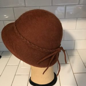 Vintage Hat 100% wool Brown Cloche hat braided wool trim theater movie prop costume special event