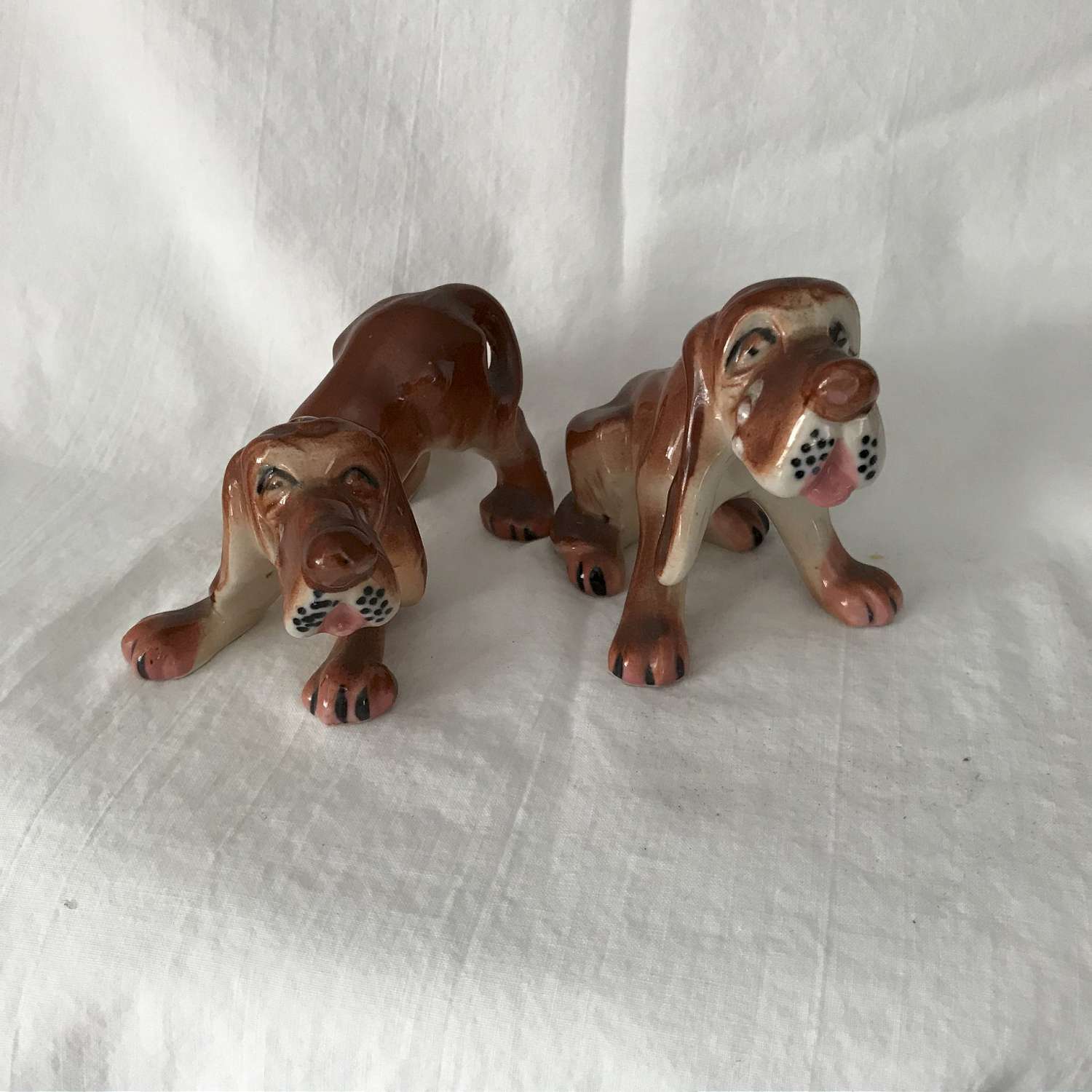 Pink Dog Salt and Pepper Shakers - vintage, collectible, animals, Japan,  rare