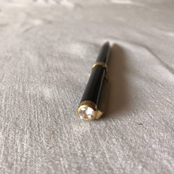 Vintage Jeweled Mechanical Pencil Black with Rhinestone top