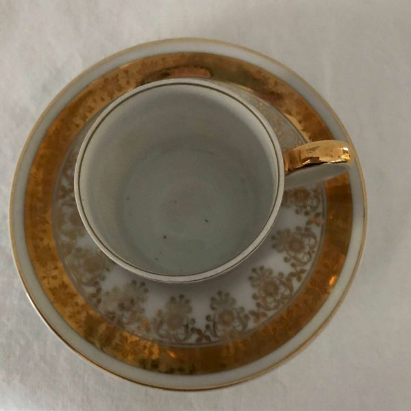 Vintage Limoge France Demitasse Tea cup and Saucer Heavy Gold trim display collectible entertaining dining tea coffee