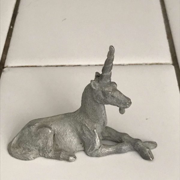 Vintage lot of 5 unicorn Pewter figurines 4 Spoontiques and 1 fine pewter marked L018