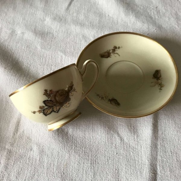 Vintage Mid Century Denmark Demitasse Ivory with Gold demitasse tea cup and saucer