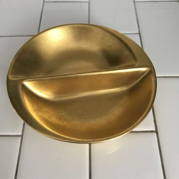 Vintage Mid Century Pickard Gold divided dish bowl display collectible display mod retro atomic sleek