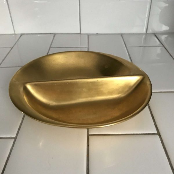 Vintage Mid Century Pickard Gold divided dish bowl display collectible display mod retro atomic sleek