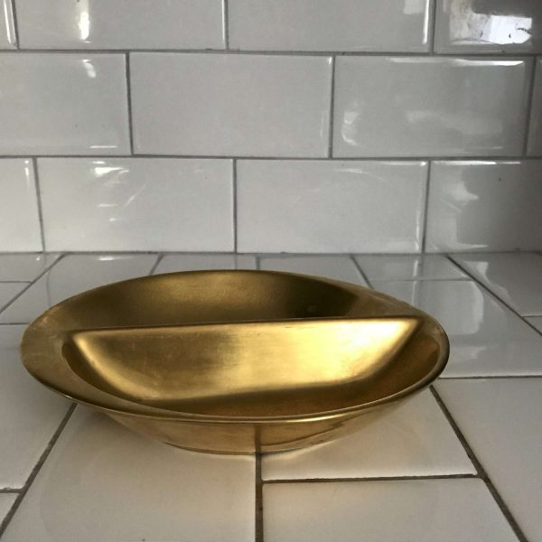 Vintage Mid Century Pickard Gold divided dish bowl display collectible display mod retro atomic sleek