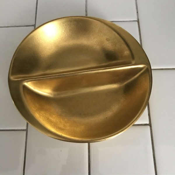 Vintage Mid Century Pickard Gold divided dish bowl display collectible display mod retro atomic sleek