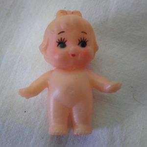 Vintage Miniature Kewpie Doll Tiny Girl 1 1/2" tall Plastic Mid Century TBN Hong Kong