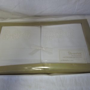 Vintage New Old Stock Pair of Unused Pillowcases new in the orginal packaging Permalux Pillowcase pair with lace trim White on White
