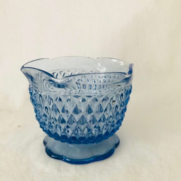 Vintage Periwinkle Blue Diamond Point pedestal bowl collectible serving dining kitchen home decor farmhouse cottage shabby chic