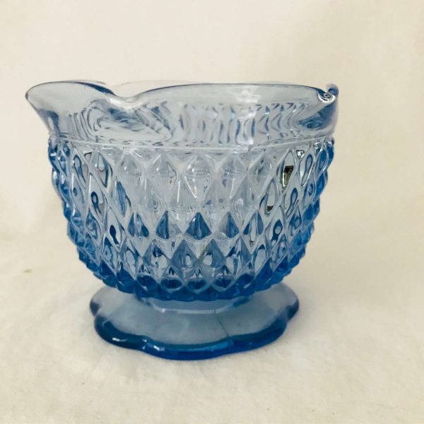 Vintage Periwinkle Blue Diamond Point pedestal bowl collectible serving dining kitchen home decor farmhouse cottage shabby chic