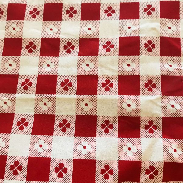 Vintage Printed Cotton Tablecloth Mid Century 52x52 salvage and unfinished edges unused new in mint condition picnic farmhouse retro kitchen