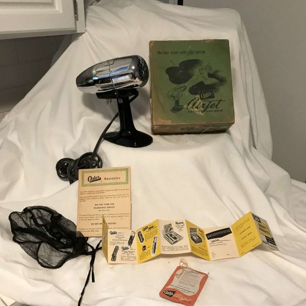 Vintage RARE Oster Airjet Hair Dryer Complete with box instructions adjustable salon collectible NEW bathroom vanity ATOMIC