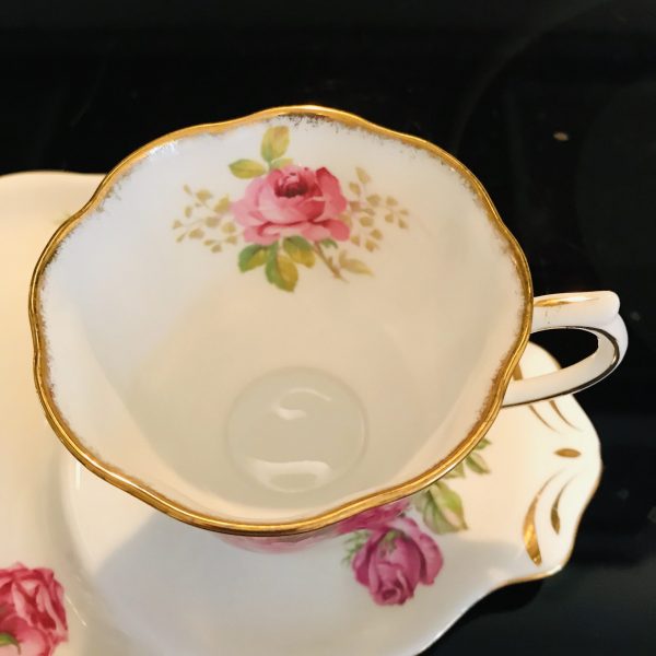 Vintage Royal Albert tea cup and saucer snack plate Fine bone china American Beauty rose farmhouse collectible display cottage