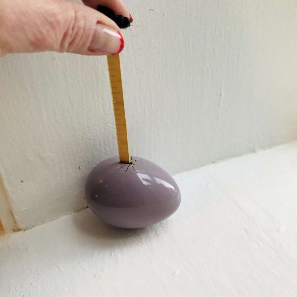 Vintage Sewing Notions Fantstic Lavender Egg with Fly pulls out tape measure collectible sewing farmhouse display movie prop