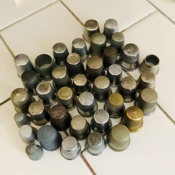 Vintage Sewing Notions Lot of 18 Thimbles Germany England Japan Various sizes  collectible farmhouse display gift