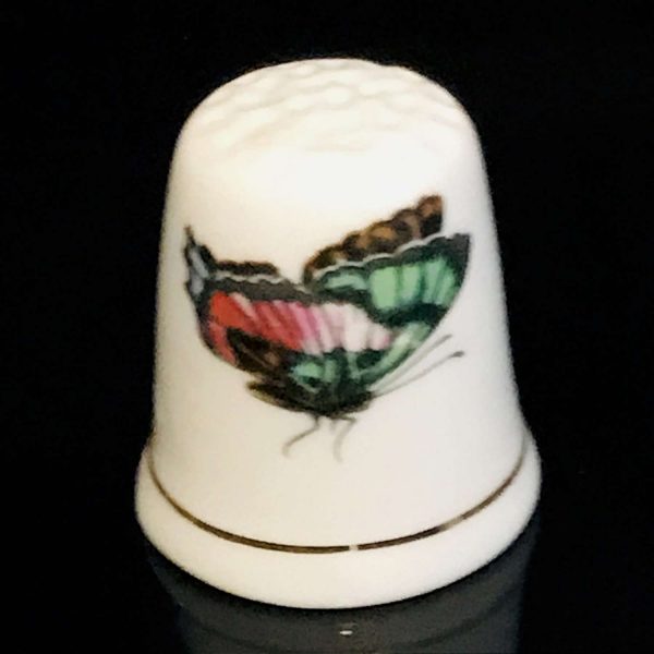 Vintage Sewing Notions Thimble Butterflies front/back Ashleydale England fine bone china collectible farmhouse display gift