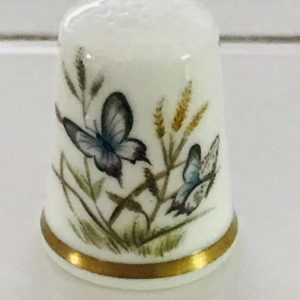 Vintage Sewing Notions Thimble Butterflies Royal Worcester England fine bone china collectible farmhouse display gift