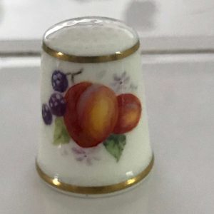 Vintage Sewing Notions Thimble Fruit artist signed J Smith Royal Worcester England fine bone china collectible farmhouse display gift