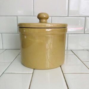 Vintage Sour Kraut Crock with Lid Pottery farmhouse display counter top cabin lodge storage retro antique kitchen