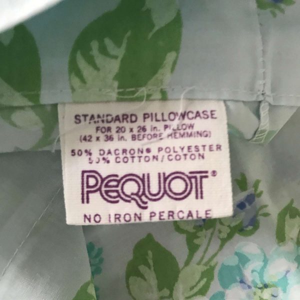 Vintage Standard size pillowcase blue purple aqua green Bed & Breakfast collectible display bedroom farmhouse cottage