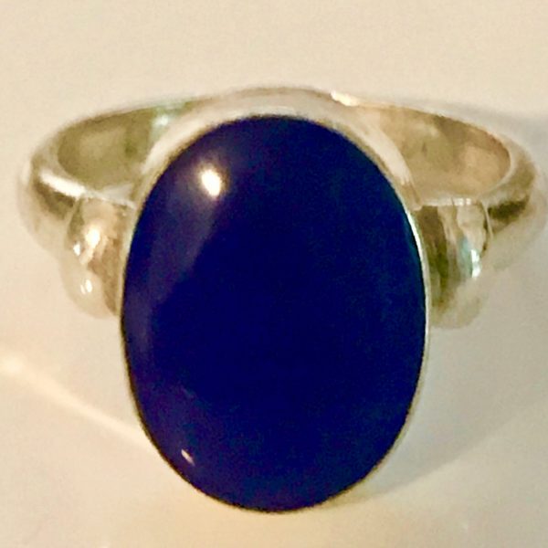 Vintage Sterling Silver Ring Lapis Blue Stone Statement Ring  .925 Jewelry size 6 1/2