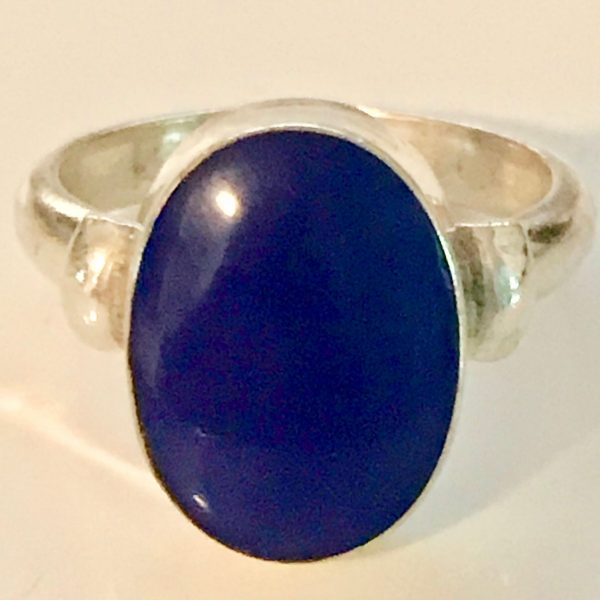 Vintage Sterling Silver Ring Lapis Blue Stone Statement Ring  .925 Jewelry size 6 1/2