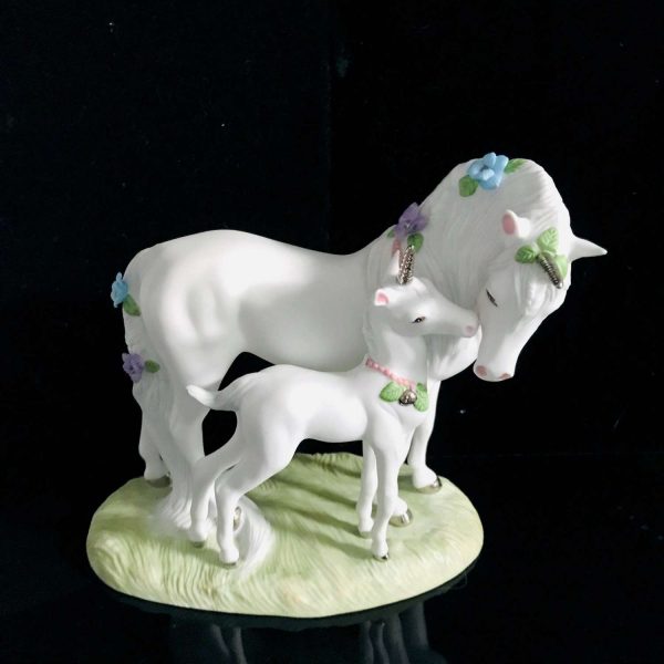 Vintage Unicorn Princeton Gallery Love's Devotion Fine Porcelain 1990 Collectible Whimsical Gift Display horse