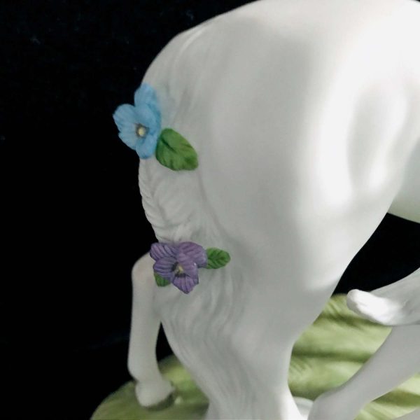 Vintage Unicorn Princeton Gallery Love's Devotion Fine Porcelain 1990 Collectible Whimsical Gift Display horse