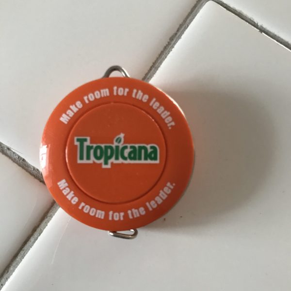 Vintage Sewing Notions 1970's hard plastic Tropicana advertising Orange made in Germany MINT condition collectible display fabric tape