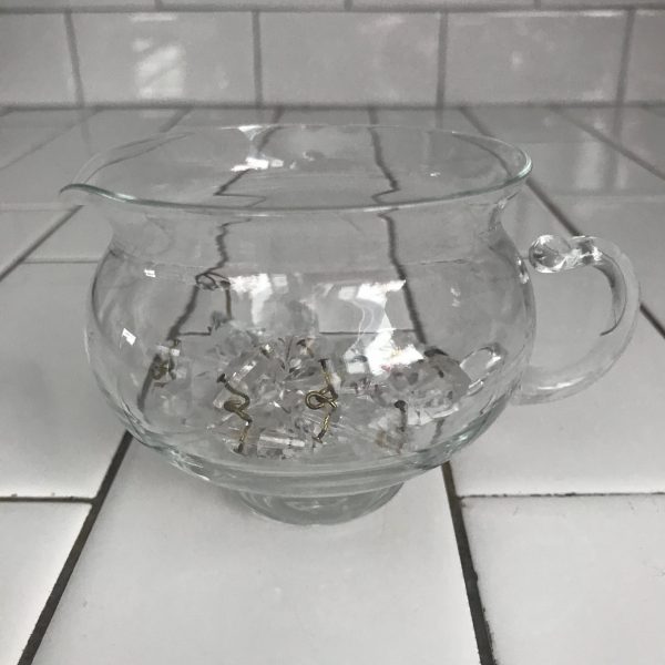 Vintage clear glass decorative creamer cream pitcher with crystals bed and breakfast guest room collectible display farmhouse cottage