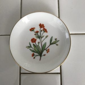 Vintage Miniature Plate Minton England Meadow Pattern Orange and yellow flowers collectible farmhouse display