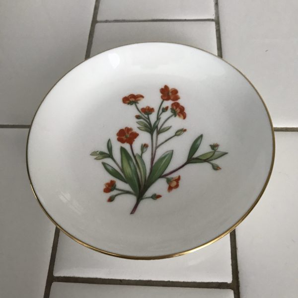 Vintage Miniature Plate Minton England Meadow Pattern Orange and yellow flowers collectible farmhouse display