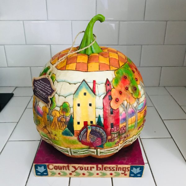 Jim Shore Collectible Count your blessings Thanksgiving center piece collectible display home decor folk art pumpkin holiday