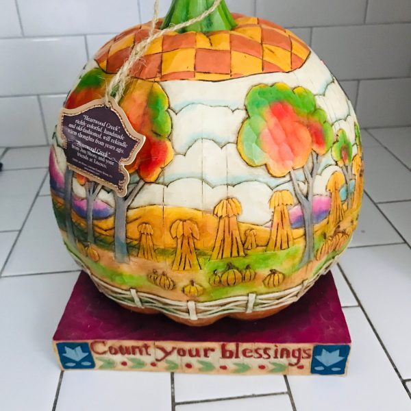 Jim Shore Collectible Count your blessings Thanksgiving center piece collectible display home decor folk art pumpkin holiday