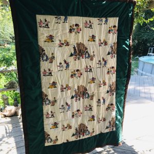 Vintage hand made Baby Toddler Quilt Beatrix Potter pattern machine sewn 50" x 68 farmhouse cottage cabin bedroom lodge show piece