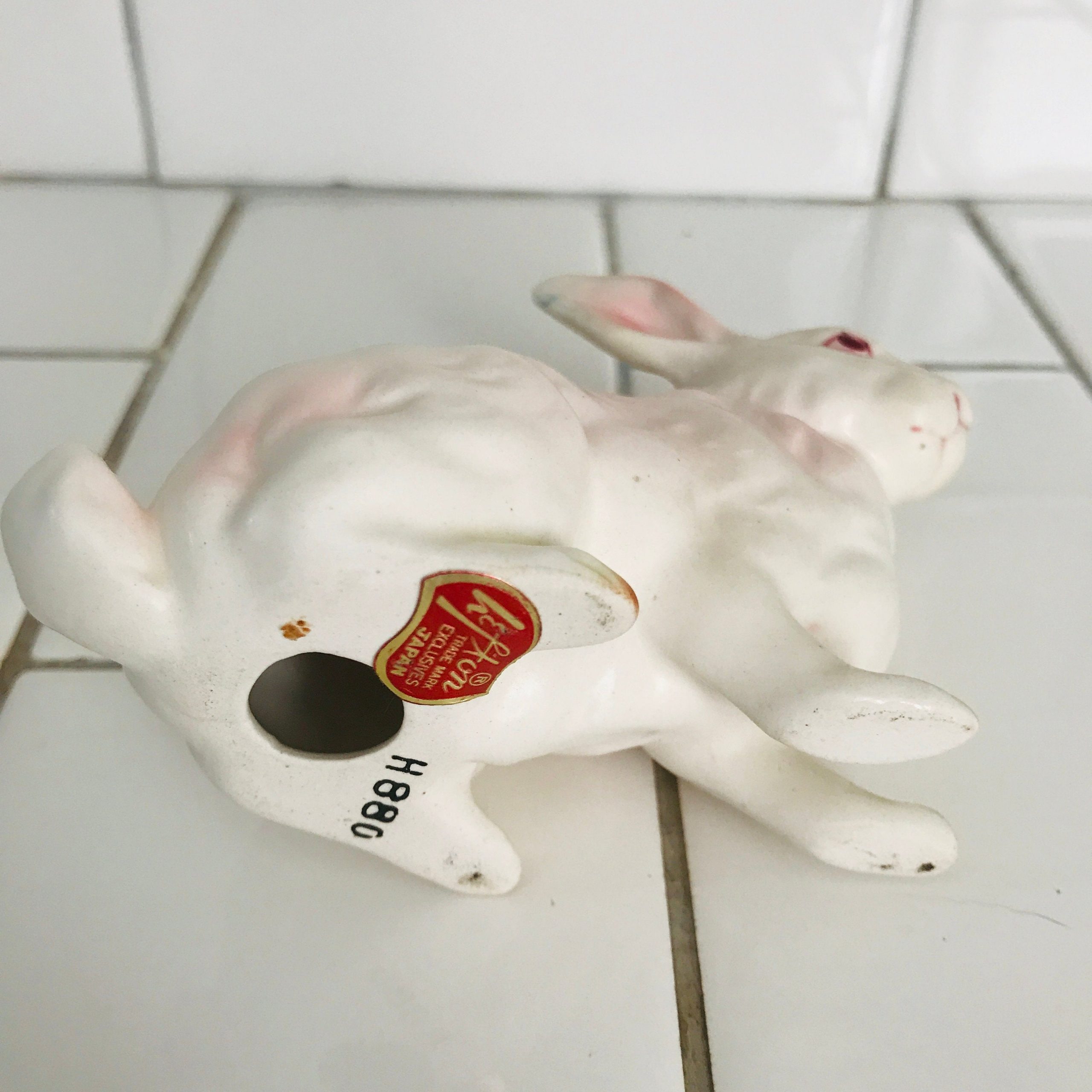 vintage Lefton Japan china bunny figurine, hand painted ceramic