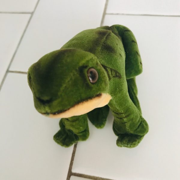 Vintage Steiff Velvet Frog with button on foot great 3 1/2" tall Froggy collectible display Straw Stuffed foot button